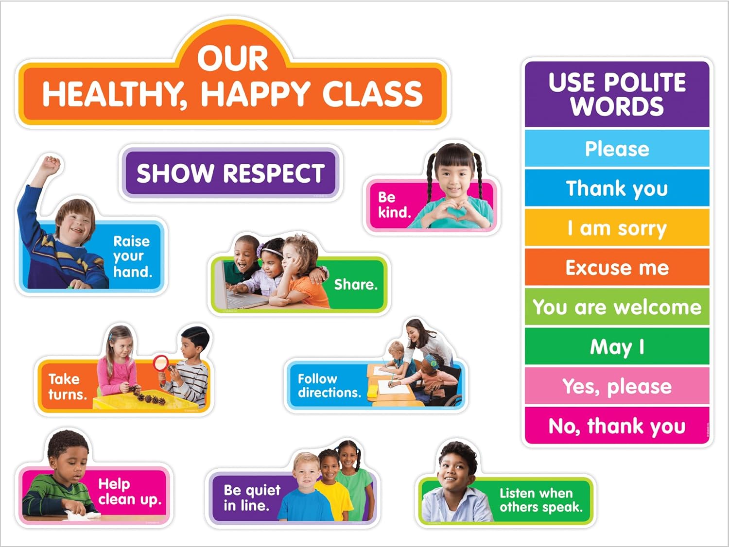 Scholastic Teachers Friend Our Healthy Happy Class Bulletin Board Set, Preschool - Grade 2