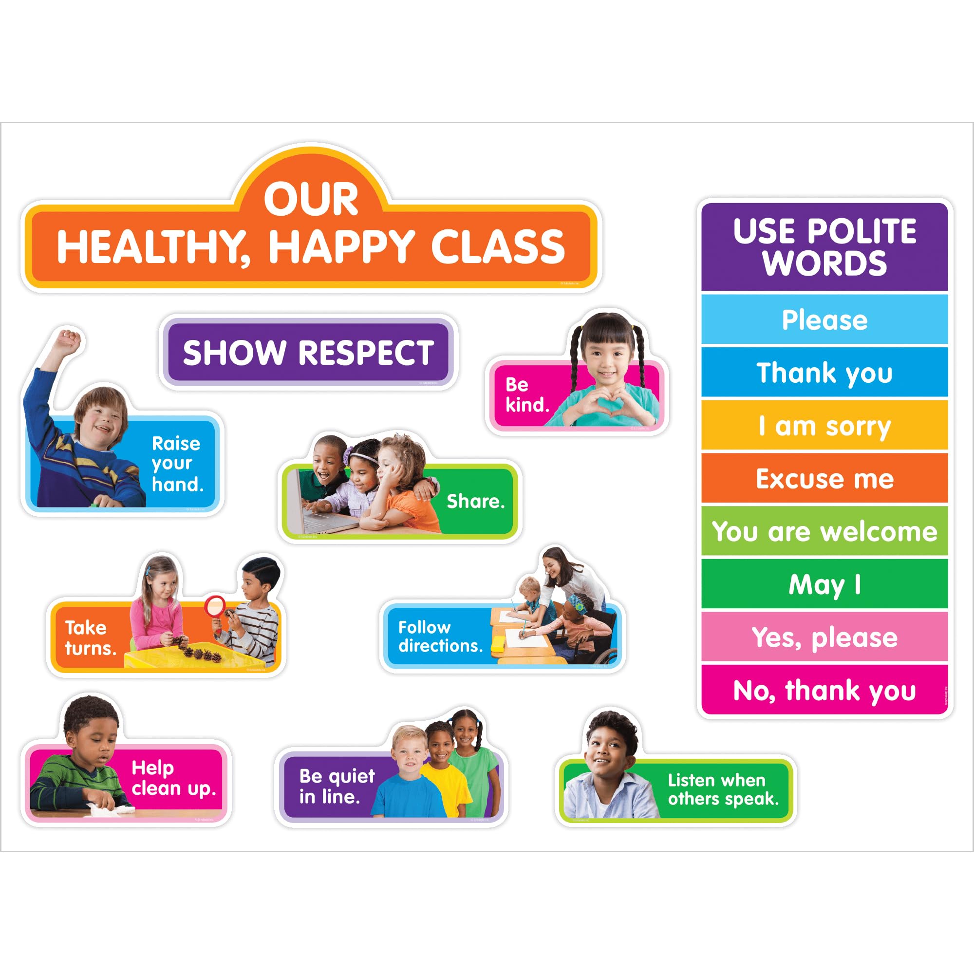 Scholastic Teachers Friend Our Healthy Happy Class Bulletin Board Set, Preschool - Grade 2