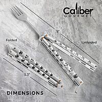 CALIBER GOURMET Butterfly Knife Style Folding Stainless Steel Utensil
