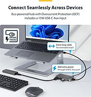 StarTech.com 4-Port USB-A Hub, 5Gbps, Bus Powered, Type-A to 4X Type-A with USB-C Auxiliary Power Input, Portable Hub