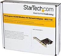 StarTech.com AC600 Wireless-AC Network Adapter - 802.11ac, PCI Express - Dual Band 2.4GHz / 5GHz PCIe Wireless Network Card
