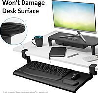 Kensington Clamp-On Keyboard Tray, Under Desk Keyboard Drawer with Cable Management
