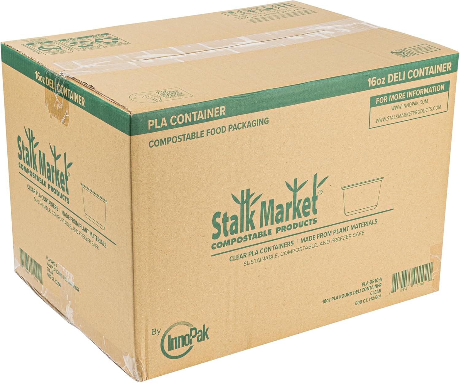 STALKMARKET Jaya 100% Compostable Clear PLA Round Deli Containers & Lids