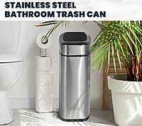 Alpine Stainless Steel Open Top Trash Can 10.5 Gallon - 40L Garbage Can for Kitchen, Bathroom, Office & More with Removable Bin, Brushed Nickel Finish, Space-Saving Slim Modern Design