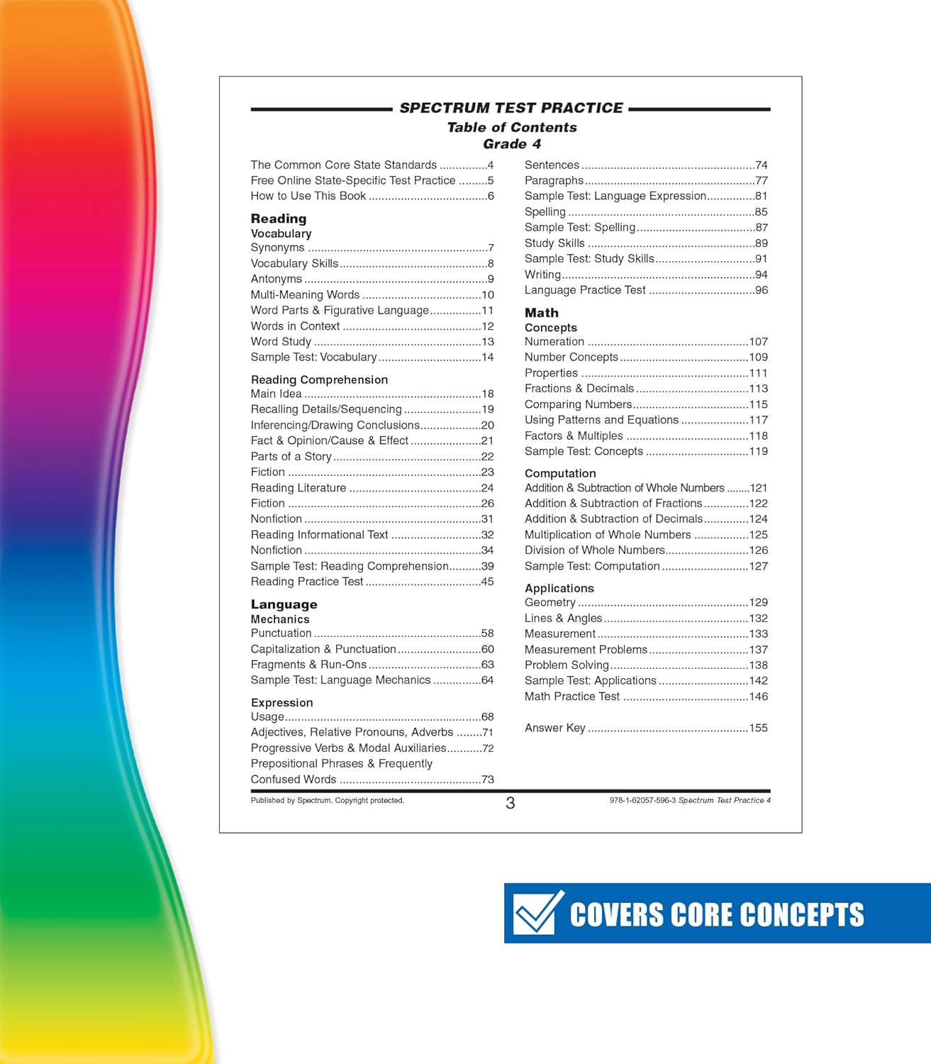 Carson Dellosa Spectrum 4th Grade Test Practice Workbook All Subjects, Ages 9 to 10, Grade 4 Test Practice Math