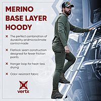 VERTX Mens Merino Wool Base Layer Hoody Pullover