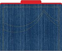 Barker Creek Designer File Folders Set of 12, Denim, Iconic Denim Pattern on The Outside, Vibrant Red on The Inside