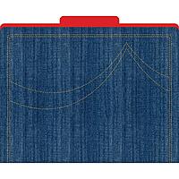 Barker Creek Designer File Folders Set of 12, Denim, Iconic Denim Pattern on The Outside, Vibrant Red on The Inside