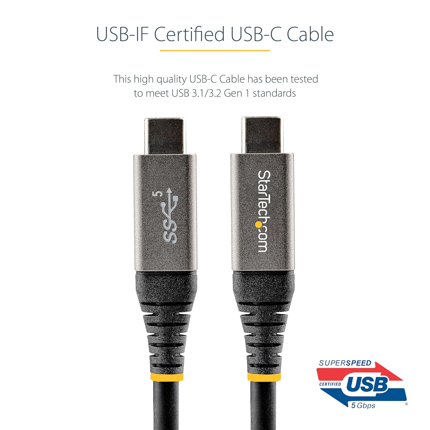 StarTech.com 6ft (2m) USB C Cable 5Gbps - Durable USB-C Cable - USB 3.2 Gen 1 Type-C Cable