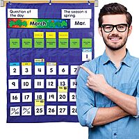 Carson Dellosa 26" x 37.25" Weather and Monthly Calendar Pocket Chart, Months, Days of The Week, Dates, and Season Cards for Circle Time Learning Center, Homeschool, or Classroom Organization