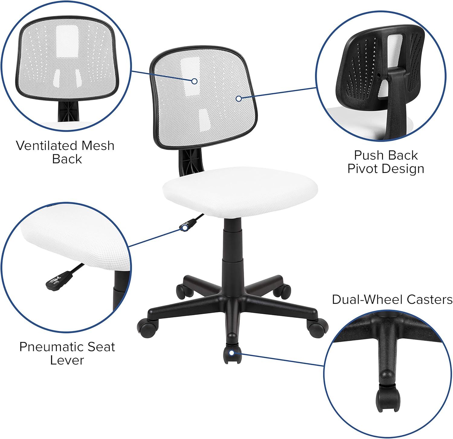 Flash Furniture Flash Fundamentals Mesh Mid-Back Swivel Task Office Chair with Pivot Back
