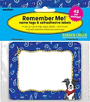 Barker Creek Name Badges & Self-Adhesive Labels, Western, Multi-Purpose Name Tags, Gift Tags, Labels, and More! 3.5" x 2.75", 45 per Pkg, Home, School and Office Supplies (1504)