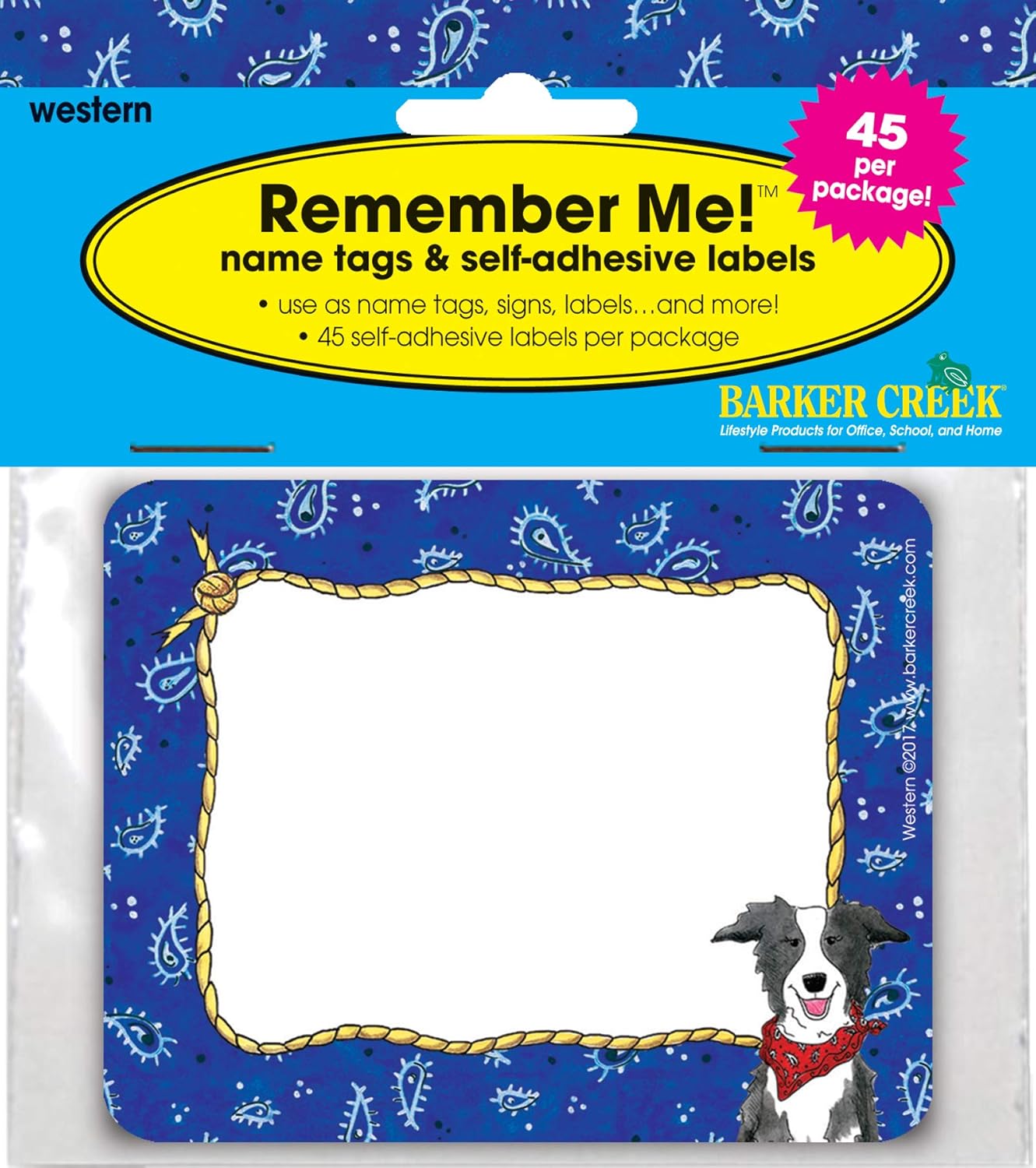 Barker Creek Name Badges & Self-Adhesive Labels, Western, Multi-Purpose Name Tags, Gift Tags, Labels, and More! 3.5" x 2.75"