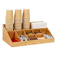 Mind Reader Cup and Condiment Station Countertop Organizer, 11-Compartment