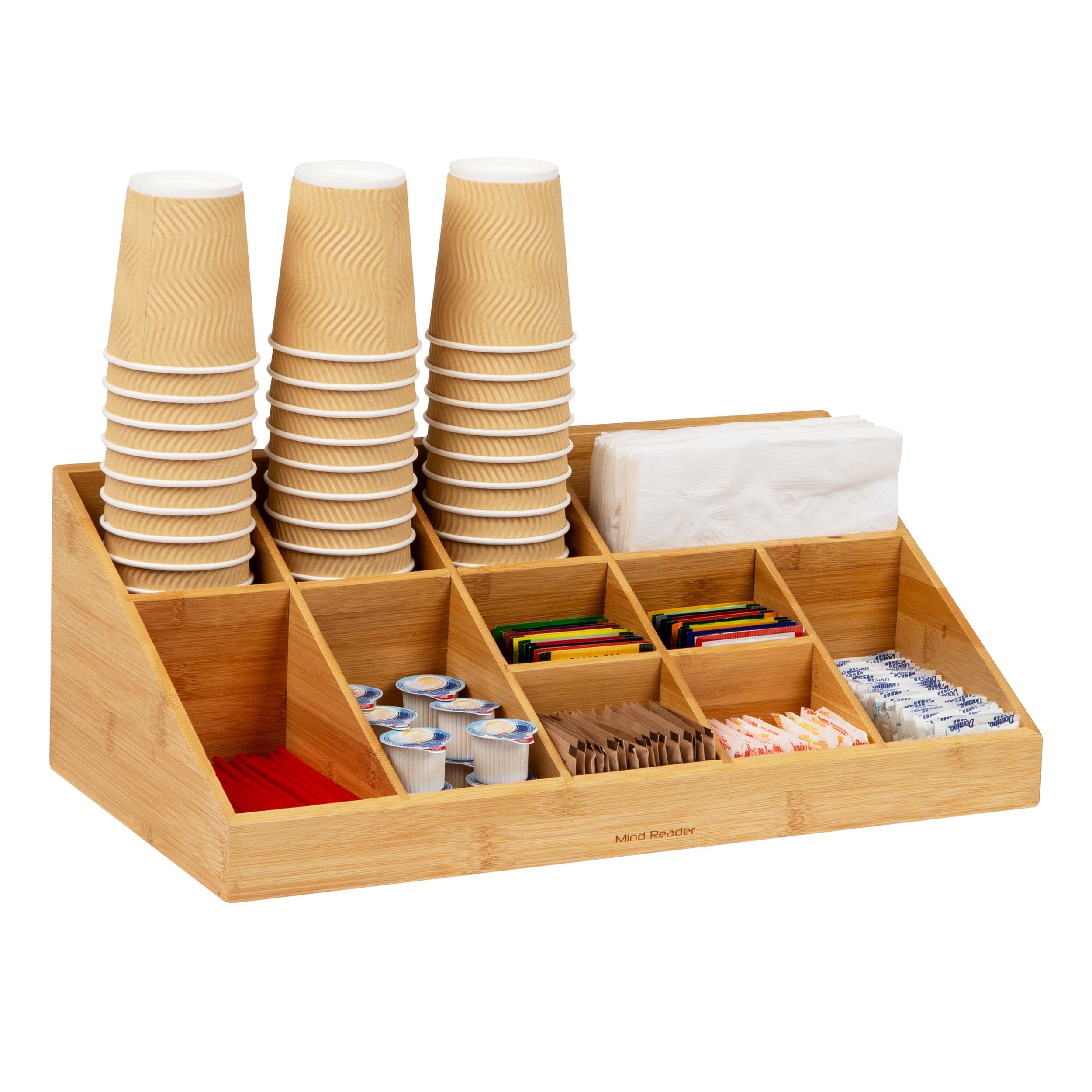 Mind Reader Cup and Condiment Station Countertop Organizer, 11-Compartment