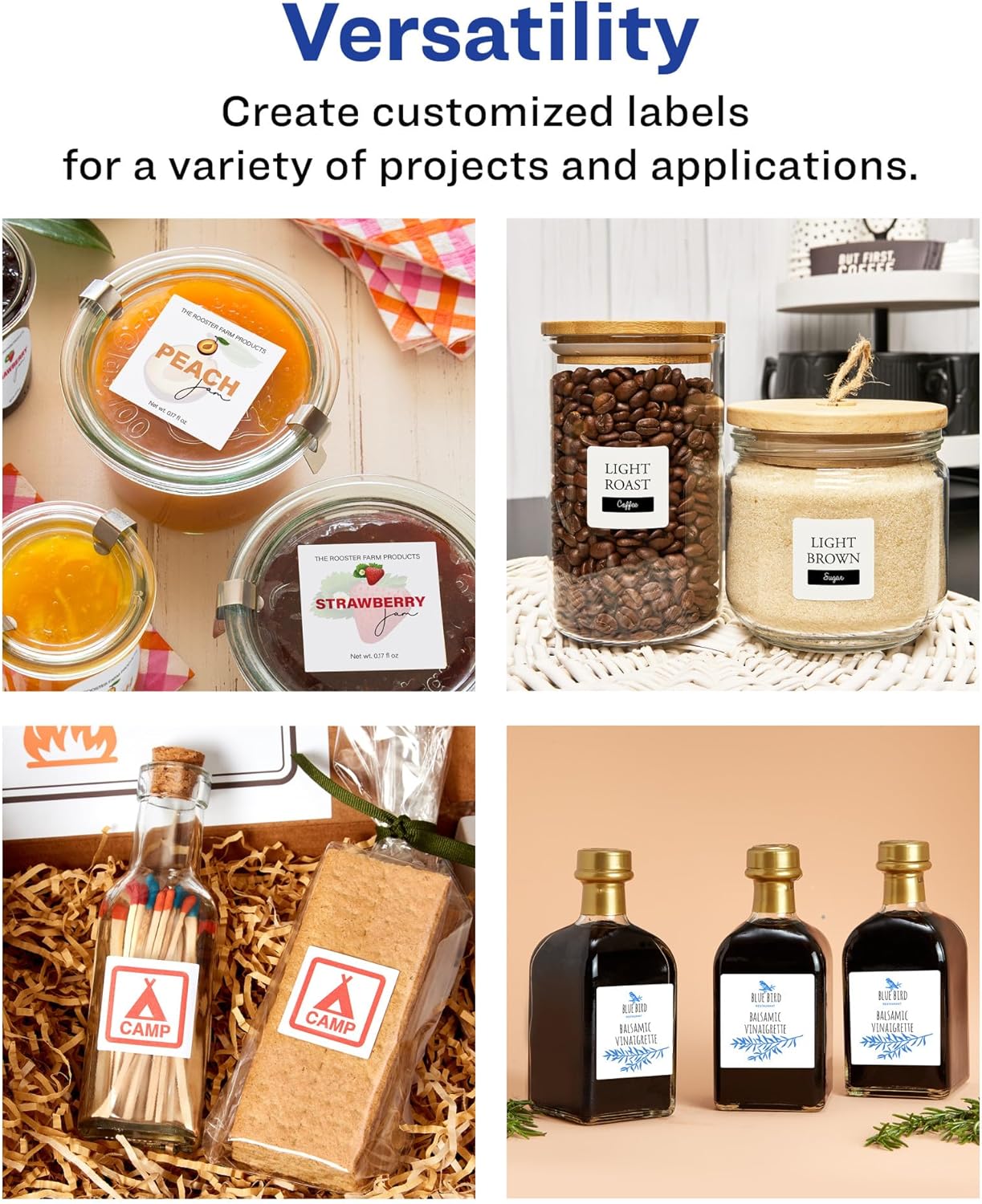 Avery Matte White Removable Square Labels, Sure Feed Technology, Print-to-The-Edge, 2.75" x 2.75"