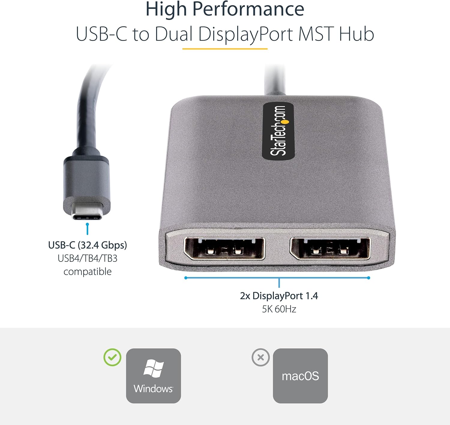 StarTech.com USB-C Multi-Monitor DisplayPort 1.4 MST Hub