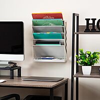 Mind Reader 5-Tier Vertical File Holder, Desktop Organizer, Wall Mount