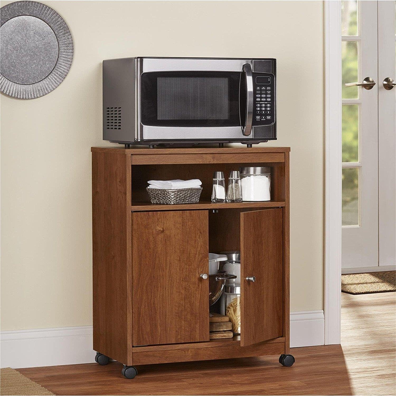 AMERIWOOD HOME Landry Microwave Cart with Cabinet