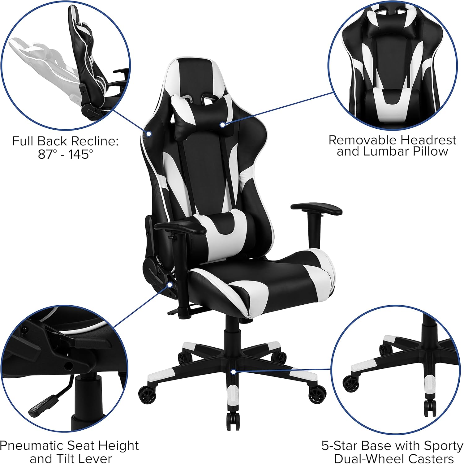 FLASH FURNITURE Gaming Desk and Racing Chair Set with Cup Holder and Headphone Hook
