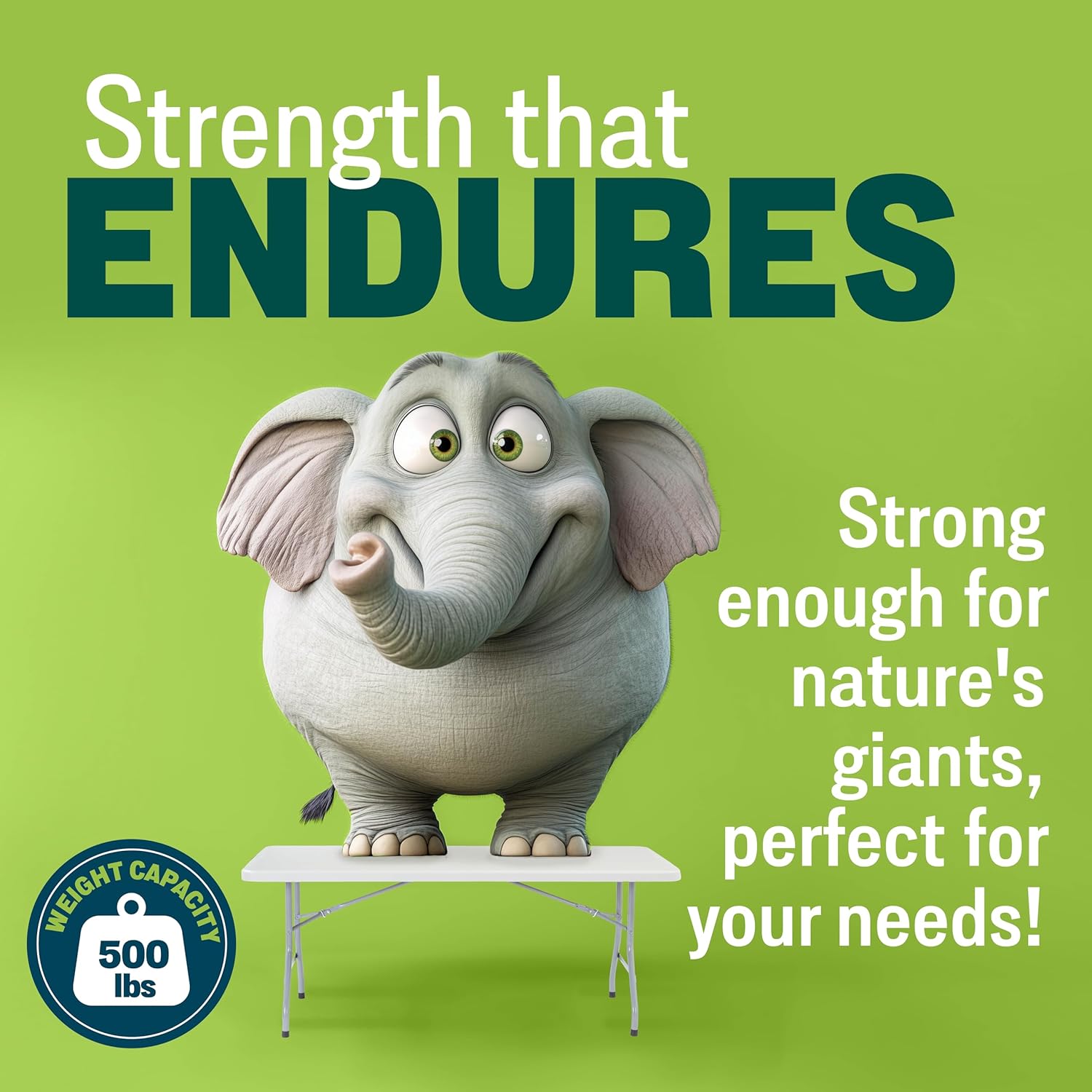 National Public Seating 36" x 36" Square Plastic Folding Table - Adjustable, Heavy-Duty, Portable