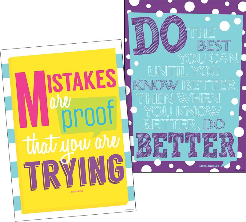 Barker Creek Poster Duet Set, Keep Trying, Set of 2 Inspirational Posters, Motivate Your Friends and Students with These Inspirational Posters, Office, Home, & School Décor 13-3/8" x 19" (1888)