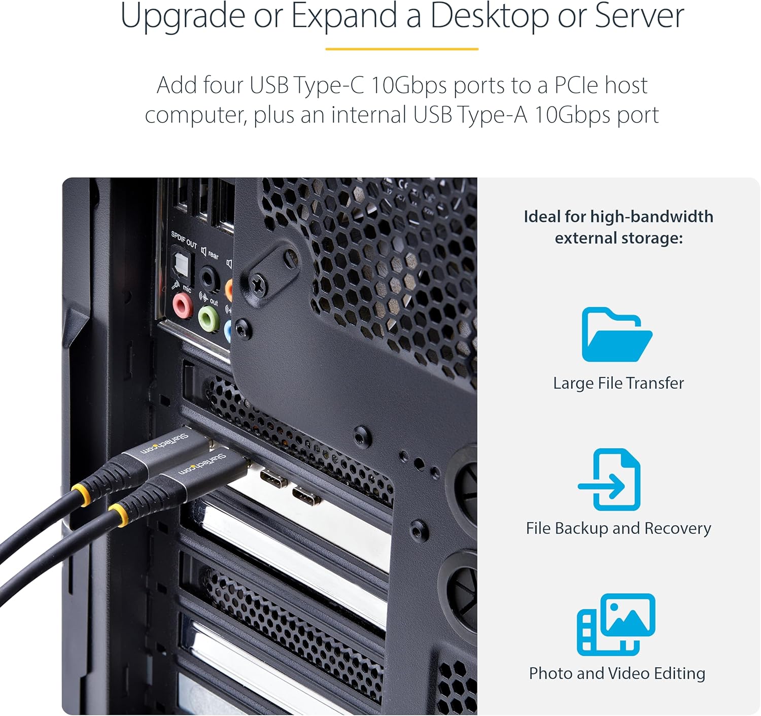 StarTech.com 5-Port USB PCIe Card, USB 3.2 10Gbps, PCI Express Card with 4X USB-C Ports, 1x USB-A Internal Port
