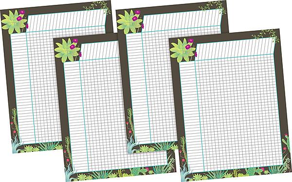 Barker Incentive Chart 4-Pack - Prickles, Track Chores, Assignments, and More! Coloful Succulents on a Chocolate Background, 17" x 22" Each, 4 Incentive Charts in Pkg. (4054) Prickles 4-Pk