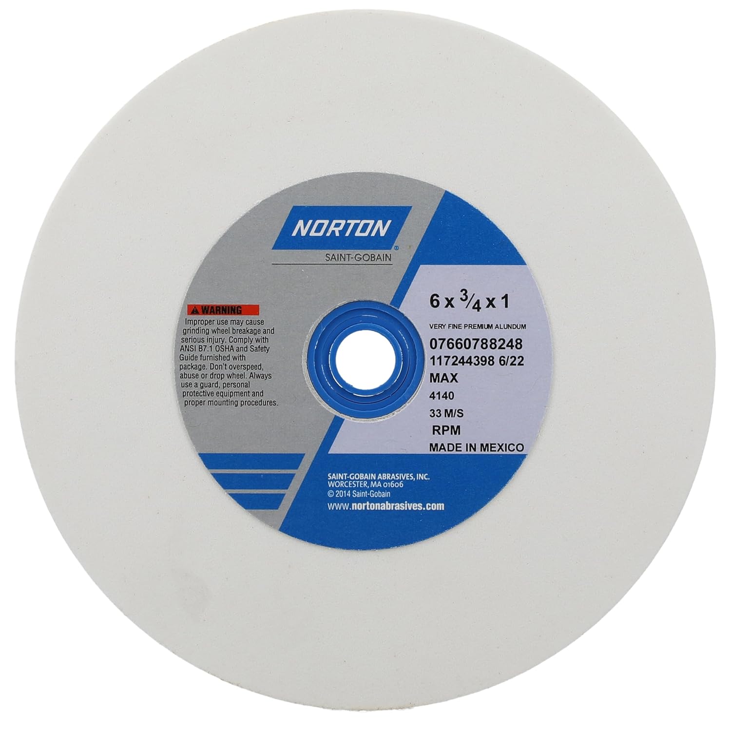 Norton Grinding Wheel, Premium Bench and Pedestal Aluminum Oxide Bench Grinder Wheel, Fine Grit 6 Inch Grinding Wheel