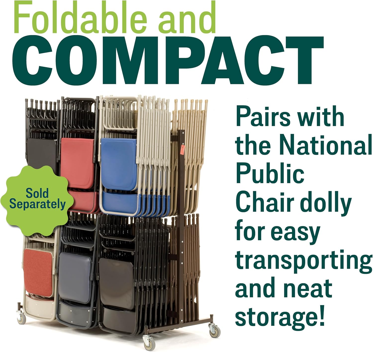 NATIONAL PUBLIC SEATING 1200 Series Padded Vinyl Folding Chairs - Set of 4