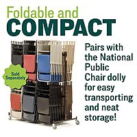 National Public Seating 2302 Deluxe Fabric Upholstered Triple Brace Double Hinge Premium Folding Chair, Graystone Surface