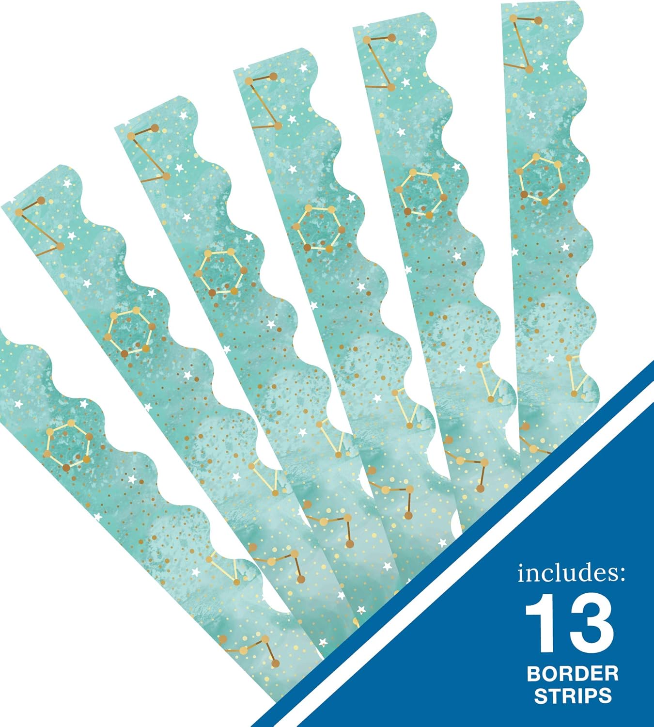 Carson-Dellosa Galaxy Scalloped Bulletin Board Borders, 3ft x 2-1/4in, Constellations, Pack Of 13 Strips
