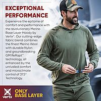 VERTX Mens Merino Wool Base Layer Hoody Pullover