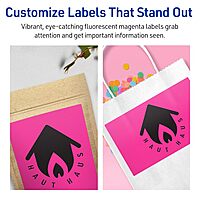 Avery Printable Rectangle Labels, Sure Feed Technology, 5\" x 7\", Neon Magenta