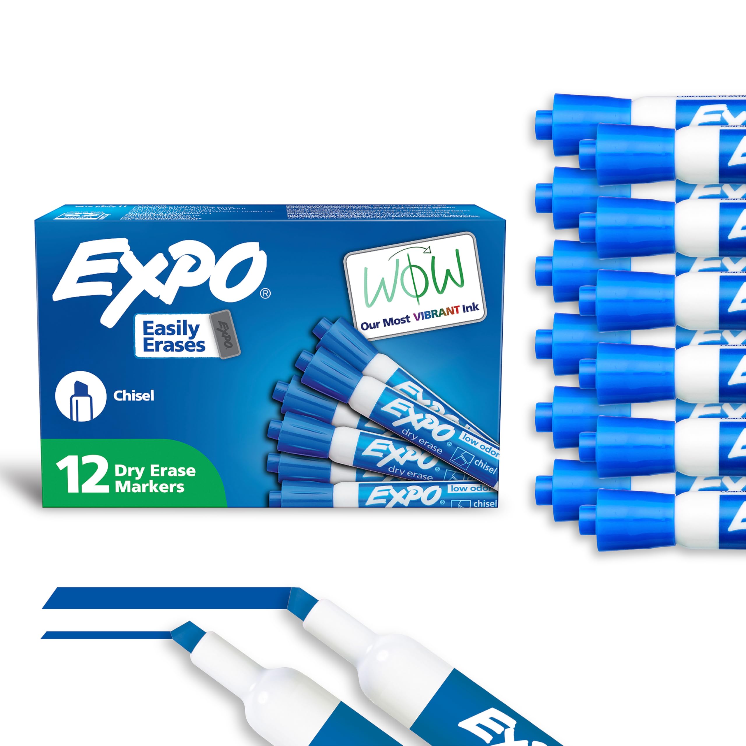 EXPO Dry Erase Markers, Low-Odor Ink, Chisel Tip