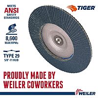 Weiler Tiger 7 in Type 29 Zirconia Alumina Flap Disc, Aluminum Backing