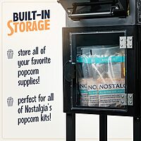 Nostalgia Popcorn Maker Machine - Professional Cart With 2.5 Oz Kettle Makes Up to 10 Cups - Vintage Popcorn Machine Movie Theater Style - Black Vintage Black