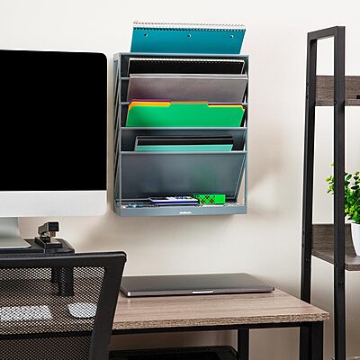 Mind Reader 5-Tier Vertical File Holder, Desktop Organizer, Wall Mount