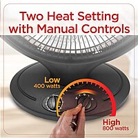 BLACK+DECKER Portable Heater for Rooms up to 161 Sq. Ft., Oscillating Space Heater & Heater for Bedroom with Overheat Protection, Small Heater with Timer & Manual Controls