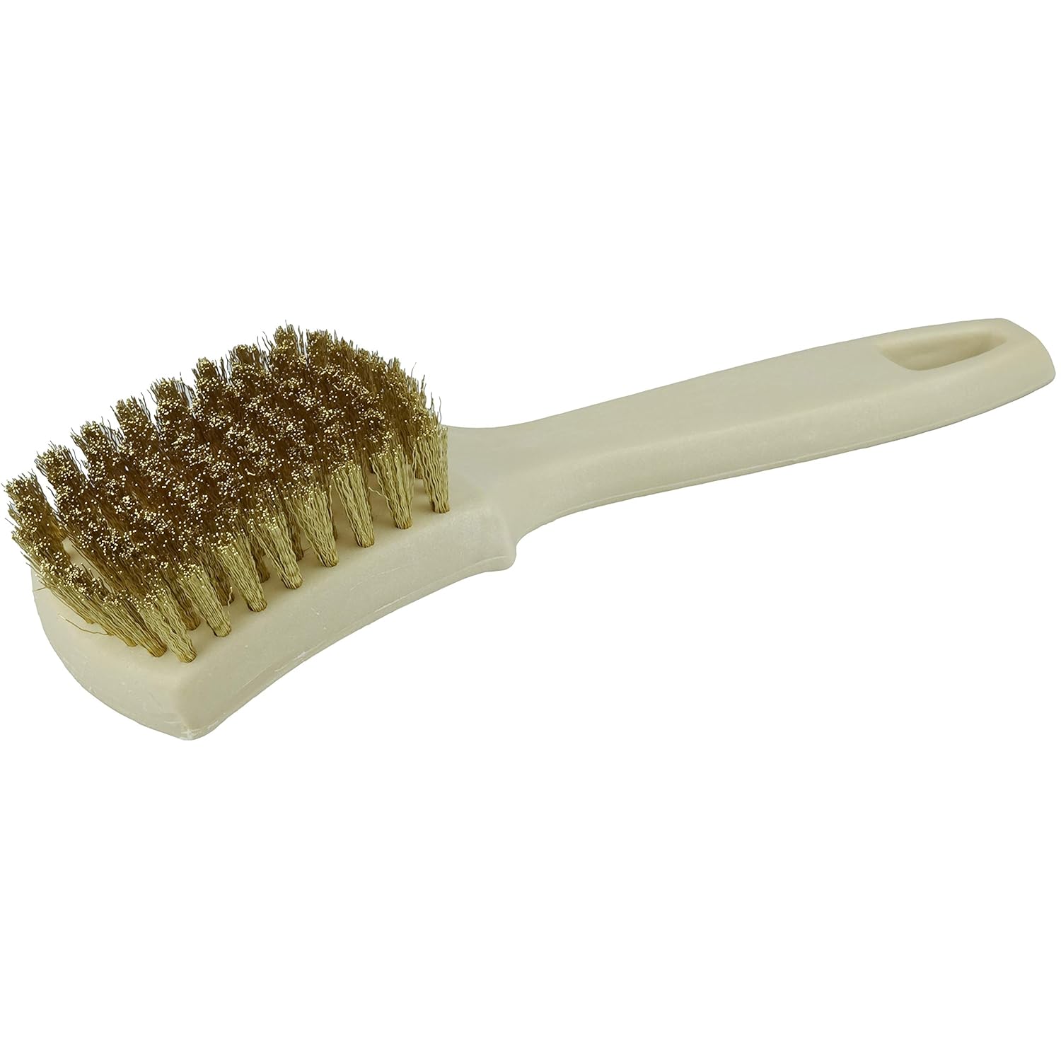 Weiler 99593 Tire Cleaning Brush, 0.008" Wire Size, 8-1/2" x 2-9/16" Block Size, 8 x 9 Rows, Brass Fill, Foam Block