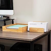 MIND READER Bamboo Desktop Organizer Office Storage