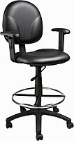 Boss Office Products B1691-CS Stand Up Caressoft Drafting Stool with Adjustable Arms in Black Black Vinyl Adjustable Arms