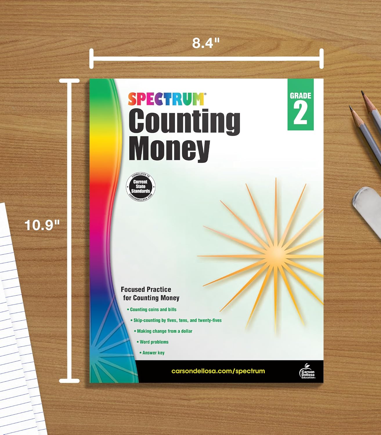 Spectrum Counting Money 2nd Grade Workbook, Math Book for Kids Ages 7 to 8, Word Problems With Coins and Bills