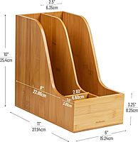 MIND READER Bamboo Desktop Organizer Office Storage