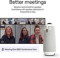 Owl Labs Meeting Owl 3 - 360° 1080p HD Conference Room Camera, AI-Driven Speaker-Tracking, 18-Foot Mic Pickup - Certified for Microsoft Teams - Works with Zoom, Google Meet - Plug & Play Setup