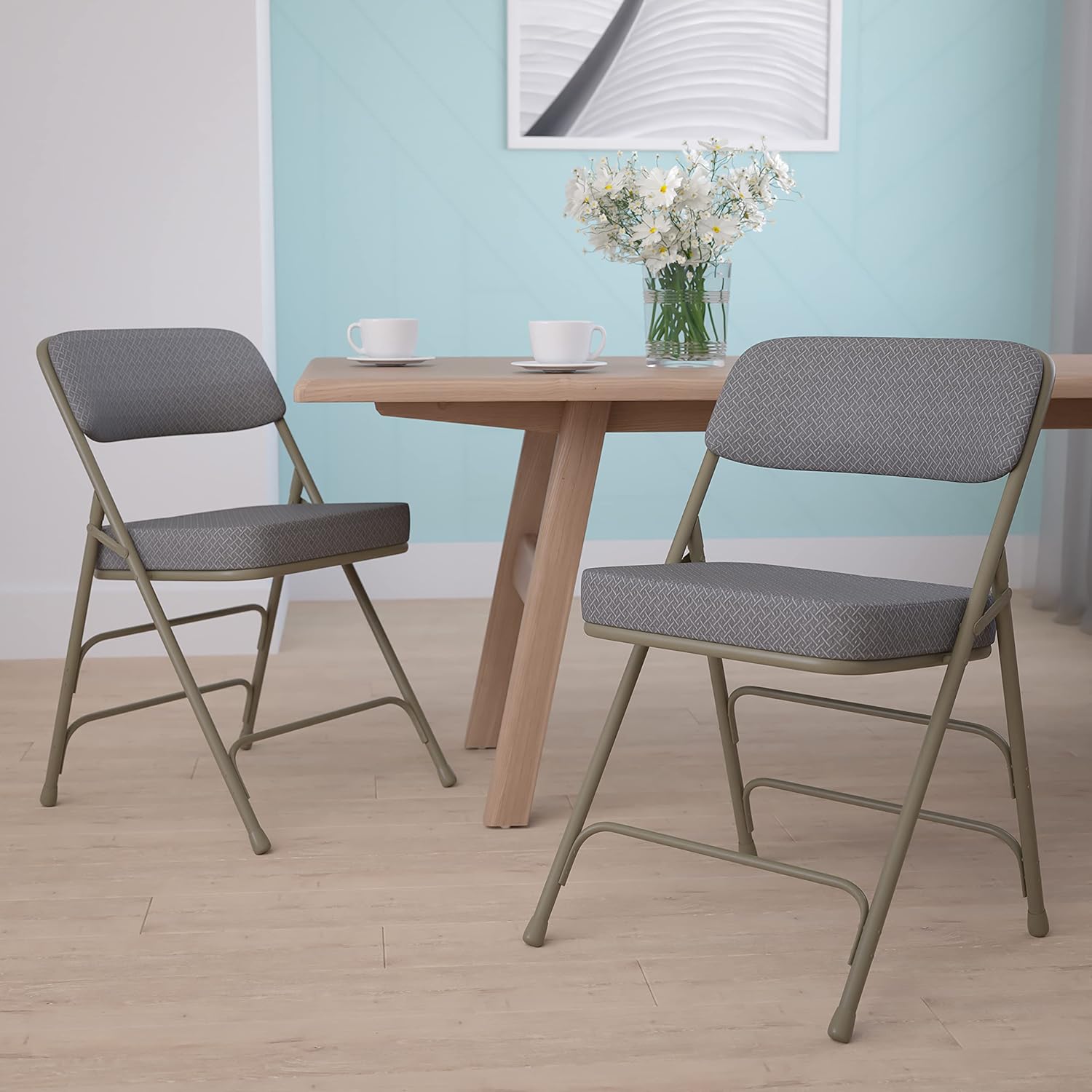 FLASH FURNITURE Hercules Series Metal Folding Chairs with Cushioned Fabric Seats