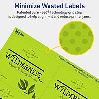 Avery Printable Rectangle Labels, Sure Feed Technology, 3-1/3" x 4", Bright Green, Laser/Inkjet Printable