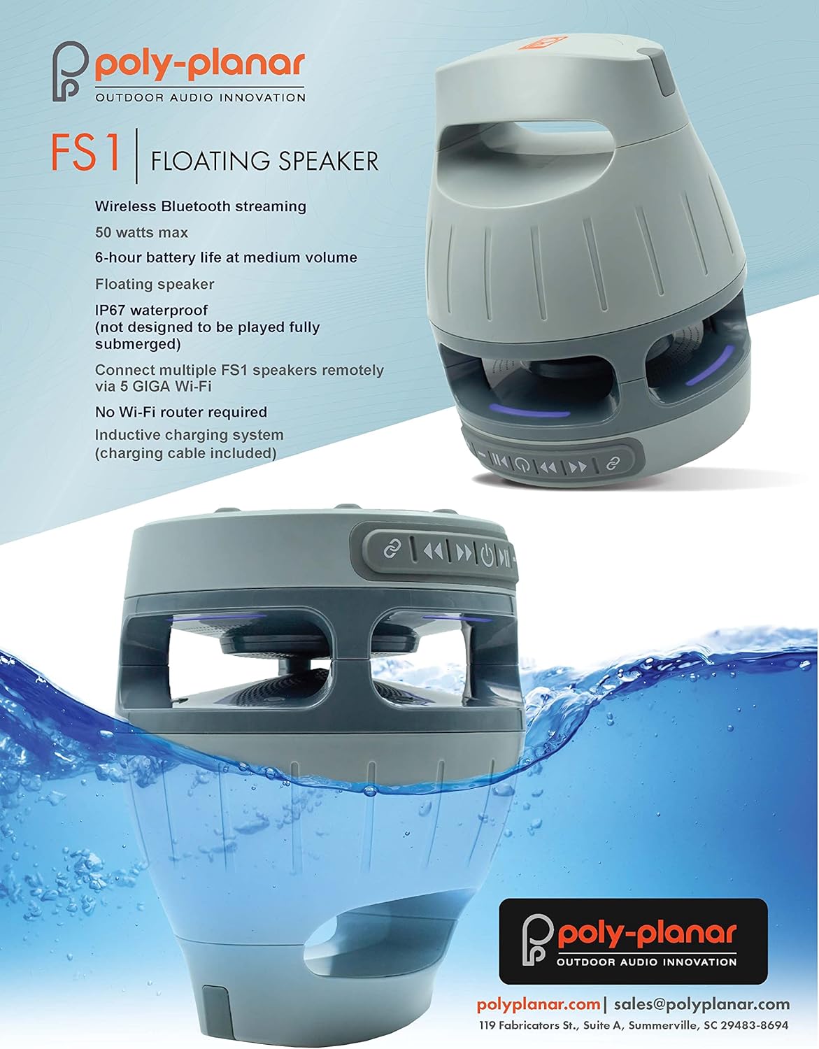 Poly-Planar FS1 Floating Bluetooth Speaker