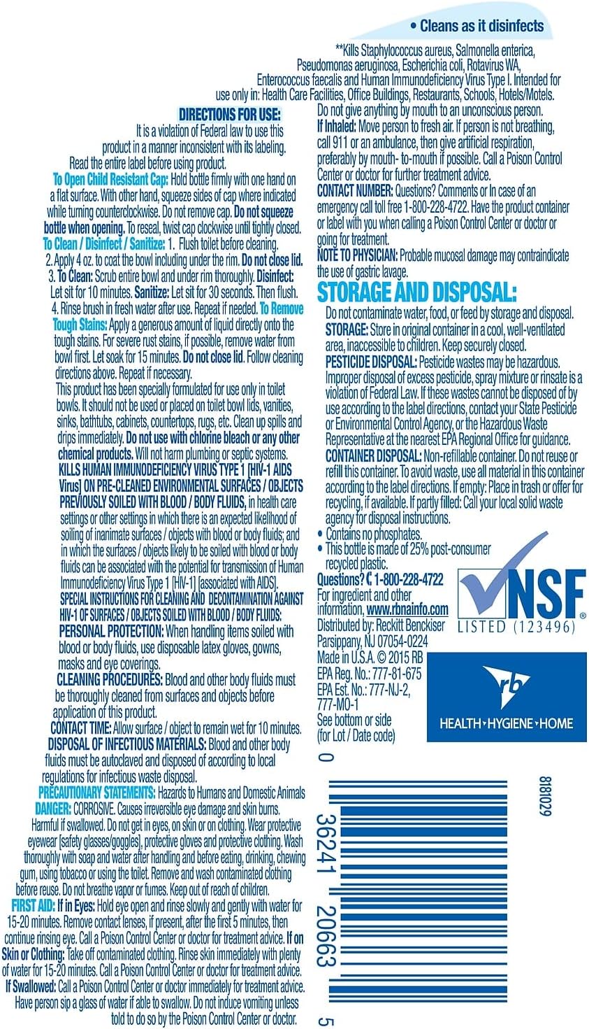 Lysol Professional Power Toilet Bowl Cleaner, 32 oz, Case of 12 - Wintergreen