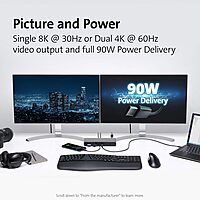 Kensington SD5700T Thunderbolt 4 Docking Station, Dual 4K, 90W PD - Window and Mac OS (K35175NA) Thunderbolt 4 Display: Dual USB C